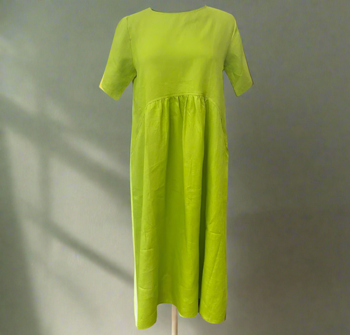 Avacado green linen dress