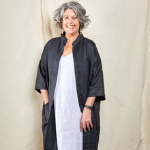 Load image into Gallery viewer, Jill duster coat over  white linen dress
